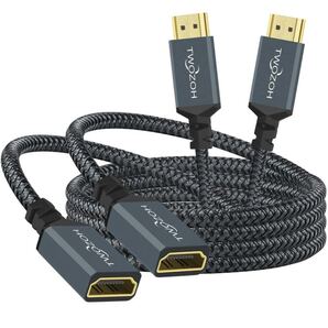 Twozoh HDMI延長ケーブル 0.3M 2本入り 4K HDMIエクステンダー オス-メスコード ナイロン編組HDMI 2.0ケーブルアダプター 4K@60Hz 3D HDR