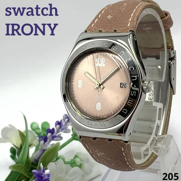 205 稼働品 電池交換済 Swatch IRONY スウォッチ アイロニー SWISS レディース 腕時計 3針 デイト ピンク 人気 希少