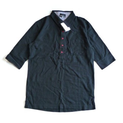 新品 THE SHOP TK MIXPICE 黒 ポロシャツ 5分袖 シャツ タケオキクチ シャツ メンズ L 紳士 ミクスパイス