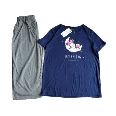 新品 ディズニー ミニーマウス レディース ルームウェア M 半袖 7分丈パンツ Disney パジャマ セット 部屋着 上下 セットアップ Tシャツ