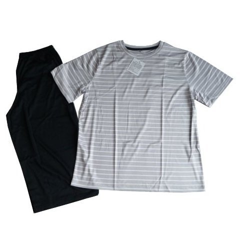 新品 avail アベイル レディース ルームウェア 冷感 Tシャツ ハーフパンツ M 上下セット ボーダー 半袖 グレー パジャマ