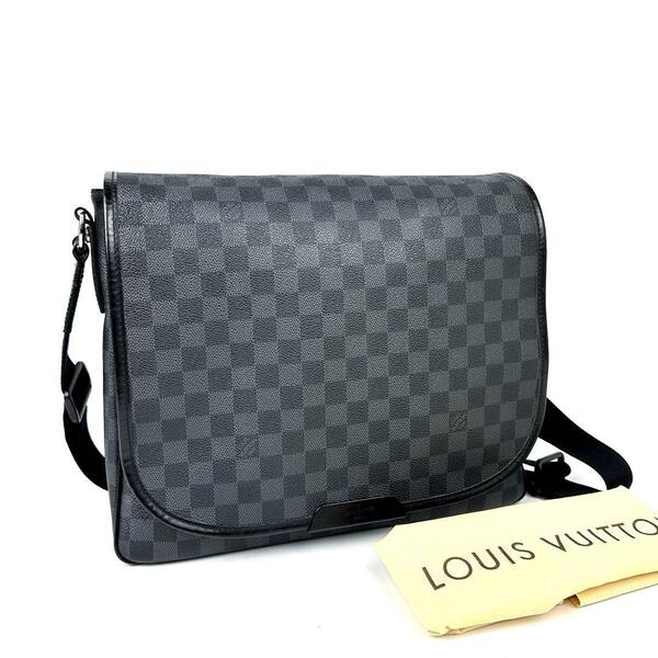 【美品】LOUIS VUITTON ルイヴィトン ダミエ グラフィット ダニエルMM N58029 ショルダーバッグ ビジネスバッグ LV 男女兼用 レザー 人気