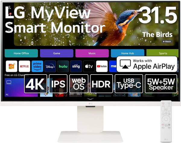 即決■LG 31.5インチ 4K 単独でYouTube等の視聴可能 スマートモニター 32SR83U-W MyView Smart Monitor IPS/スピーカー/Type-C/チルト