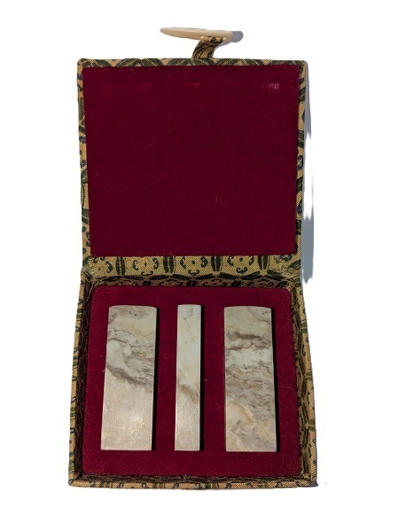 印材石 旧坑巴林石 七分三顆組(21×21×60mm×2、20×10×60mm) 印箱入P01