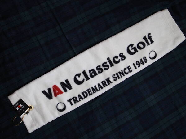 【送料無料】★VAN JAC ヴァンヂャケット★カラビナ付き 手拭きタオル★VAN Classics Golf★日本製★ホワイト★VAN JACKET