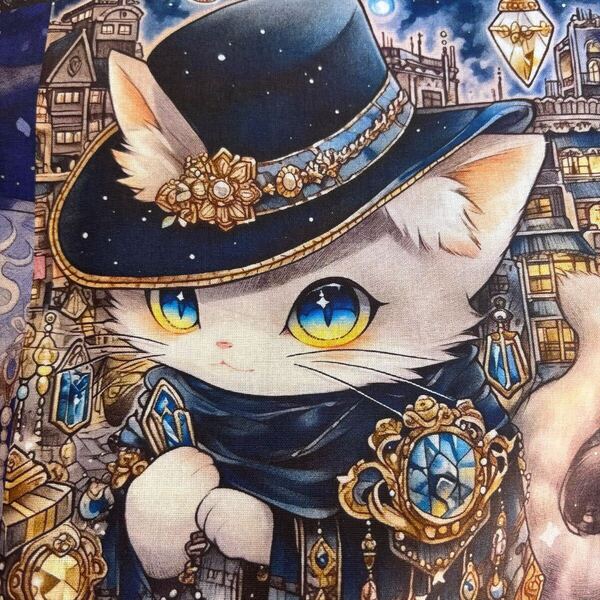 15種76cm長貴族乙女猫ちゃんパネル綿プリントブロード生地ハギレ布