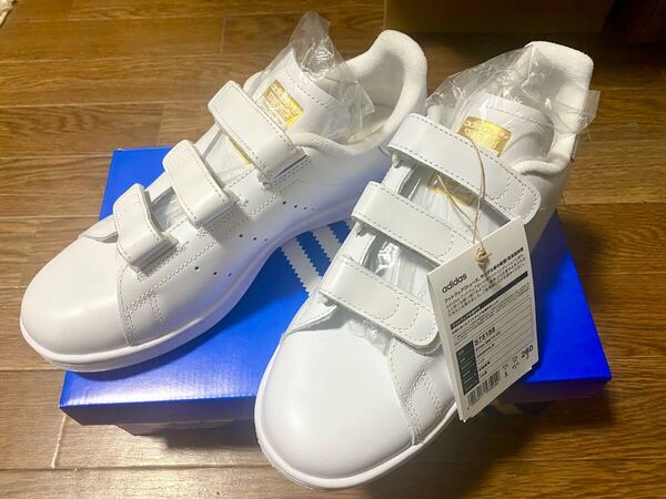 新品/未使用品 : adidas CF スタンスミス S75188 ホワイト/ゴールド J 26.0cm US 8 UK 7-1/2