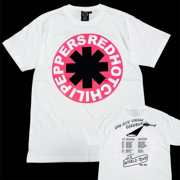 美品■レッドホットチリペッパーズ■22〜23 ワールドツアー Tシャツ M 白 蛍光オレンジ Unlimited Love オフィシャル バンT バンドTシャツ