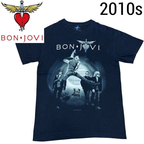 10s■Bon Jovi ボンジョヴィ■東京ドーム SOLD OUT Tシャツ S 黒 ブラック コピーライト ヴィンテージ オールド 男女兼用 バンT バンドT