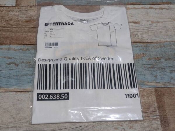 ★送料無料・未開封品★IKEA EFTERTRDA Tシャツ S/Mサイズ ホワイト ユニセックス イケアバーコード Tシャツ1枚(1)