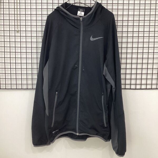 WY302 NIKE ナイキ L 黒 パーカー ジップアップ ブラック 前シミ有り