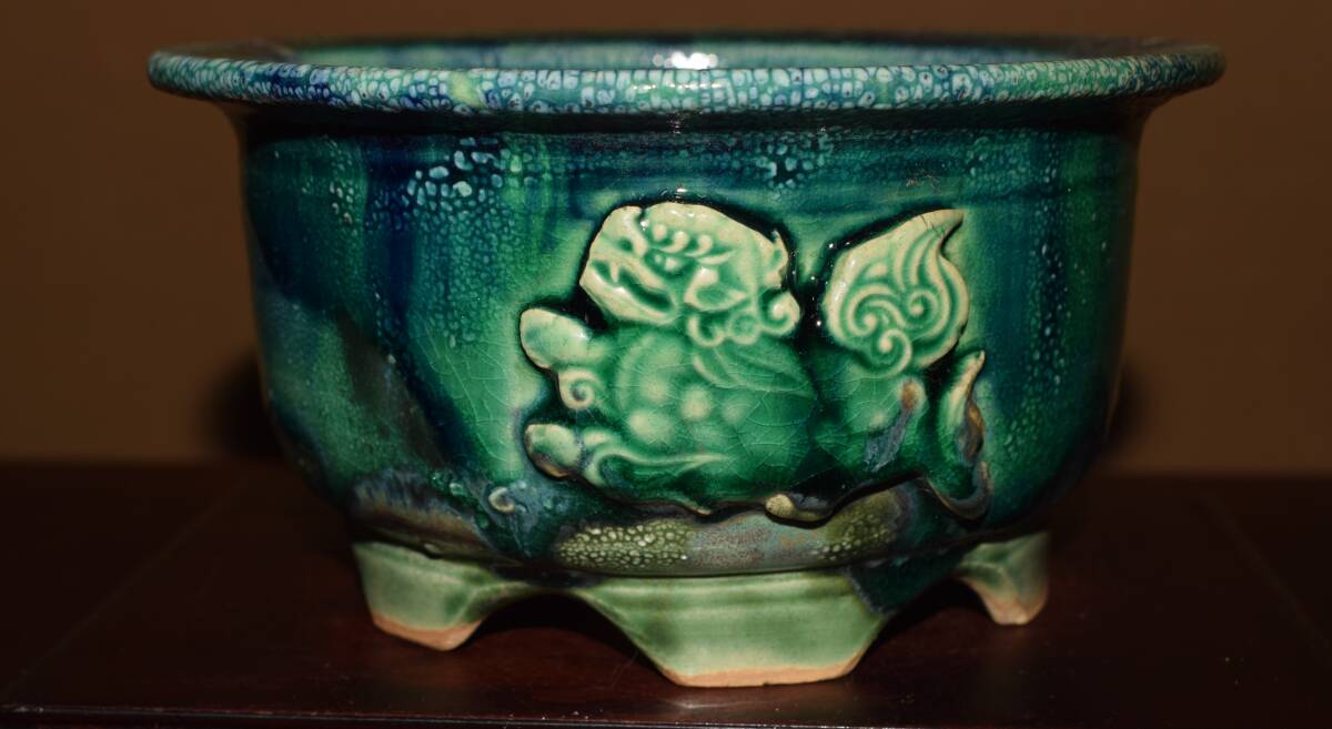 武州庵福茂　福田茂　瑠璃釉雲脚楕円鉢 盆栽小鉢　盆栽鉢　工芸品 Yahoo!オークション -「福田茂」(盆栽) の落札相場・落札価格