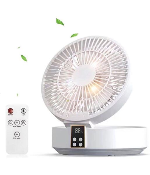 サーキュレーター 扇風機 【静音 リモコン付き 左右首振り 折りたたみ式 Type-C充電式 4000mAh大容量】 卓上 卓上扇風機