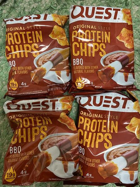 クエストチップス quest chipsBBQ味4袋 プロテインチップス