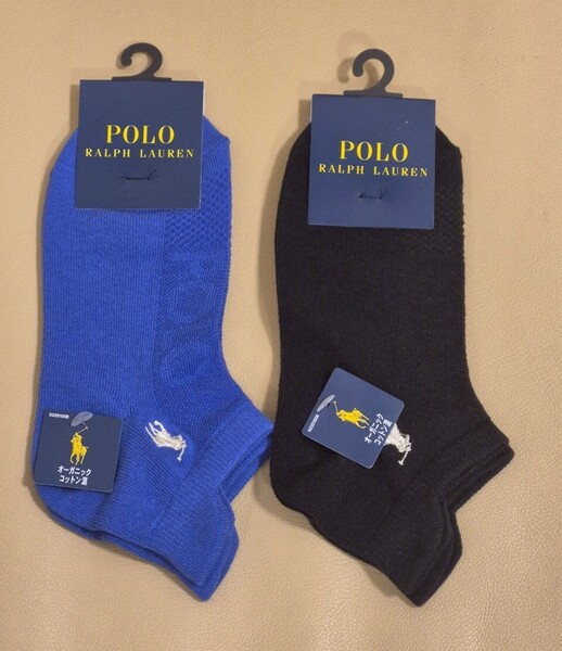 新品 未使用 タグ付き 女性 POLO RALPH LAUREN ポロ ラルフローレン オーガニックコットン混ショートソックス 2足セット 送料無料