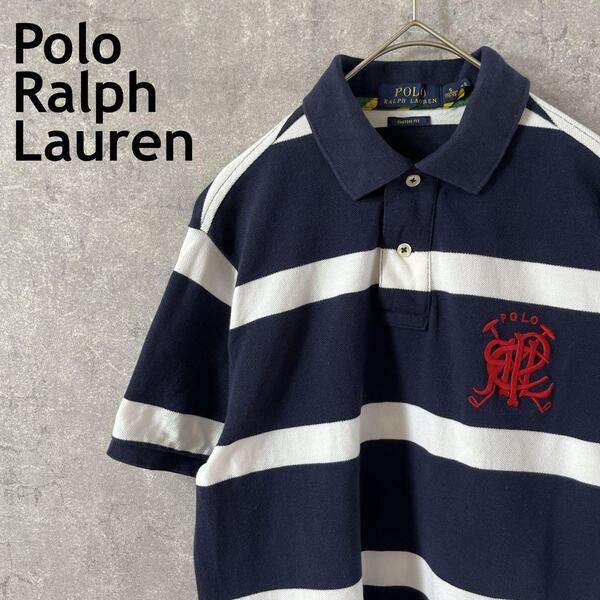 Polo Ralph Lauren ボーダーポロシャツ 半袖 Sメンズ 鹿子 紺