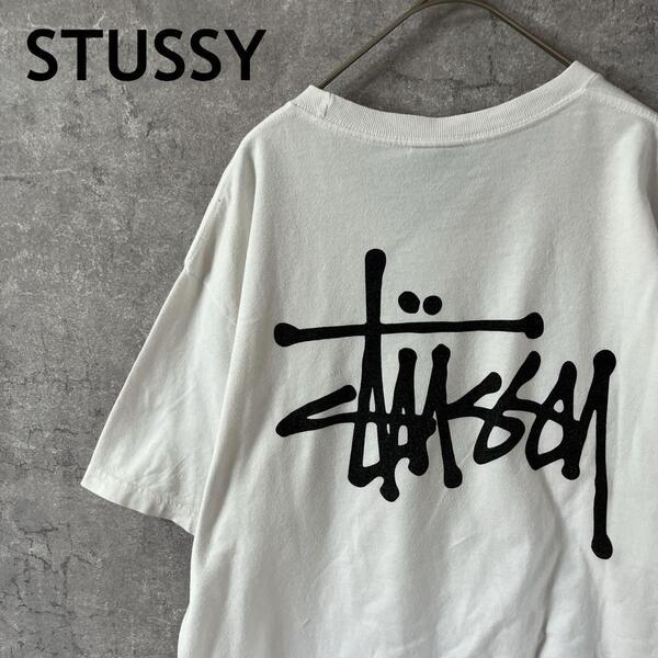 STUSSY Tシャツ バックプリント 半袖 白 メキシコ製 Mメンズ