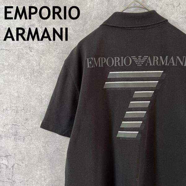 EMPORIO ARMANI ポロシャツ ブラック 半袖 背面ロゴ Lメンズ