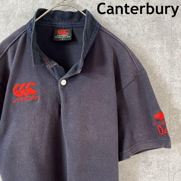 Canterbury ネイビー ポロシャツ 半袖 鹿の子 Sメンズ