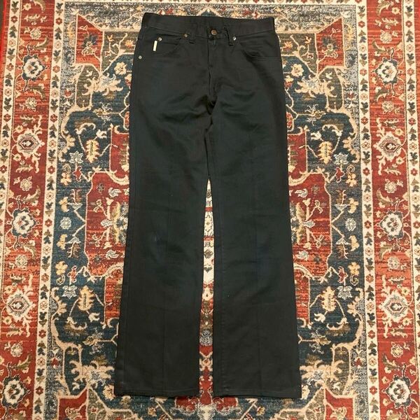 80s Roebucks Sears ワークパンツ スラックス ローバックス S W76cm シアーズ ブーツカット ヴィンテージ ブラック スコービル 90s