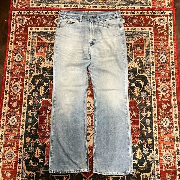 70s USA製 Levi's 517 デニムパンツ ブーツカット フレアパンツ ベルボトム W88cm L相当 オレンジタブ 42タロン 8刻印 505 646 684 60s