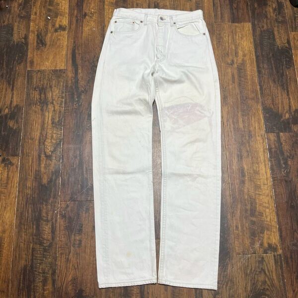 90s USA製 Levi's 501 ホワイト デニムパンツ ジーパン W31 L34 76cm 544刻印 ジーンズ リーバイス コットン ヴィンテージ ワーク 505 80s