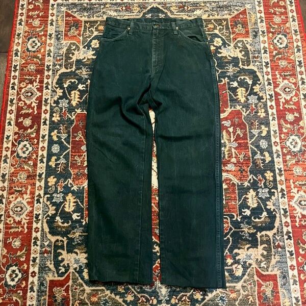90s USA製 Wrangler ラングラー デニムパンツ ダークグリーン 緑系 W31 L36 W80cm 13MWZKM ジッパーフライ ヴィンテージ アメカジ 80s