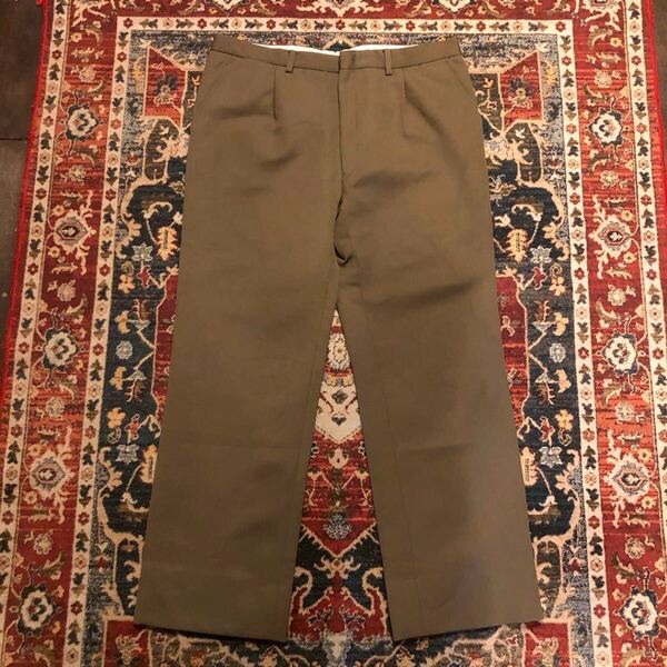 80s Germany Vintage Dress Pants ドレスパンツ ドイツ ヴィンテージ W94cm スラックス チノパン カーキ オリーブグリーン クラシック 70s
