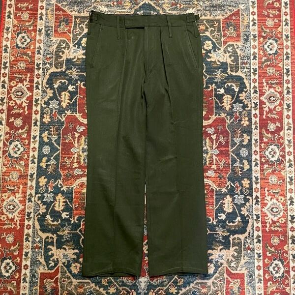 90s British Army イギリス軍 Barrack Dress Pants バラックドレス パンツ W88 L75表記 W86cm 英国 サイトアジャスター カーキ系 80s