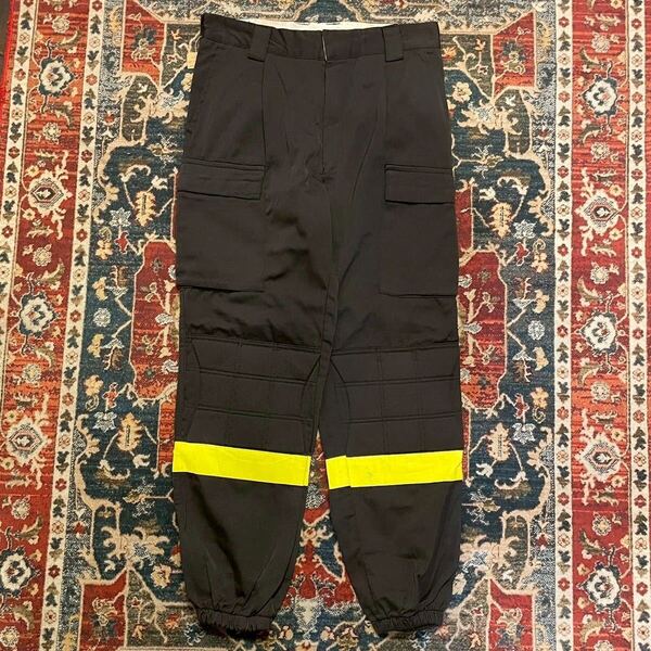 90s イタリア製 Alfredo Grassi SPA ワークパンツ カーゴパンツ W86cm L ブラック ミリタリー リフレクター アラミド GR10K ユーロ 00s
