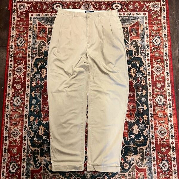 90s Ralph Lauren ポロチノ チノパンツ POLO ラルフローレン ヴィンテージ W36 L34 W90cm コットン ワークパンツ スラックス ドレス 00s