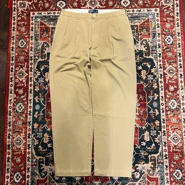 90s Ralph Lauren ポロチノ チノパンツ POLO ラルフローレン ヴィンテージ W36 L32 W90cm コットン ワークパンツ スラックス ドレス 00s
