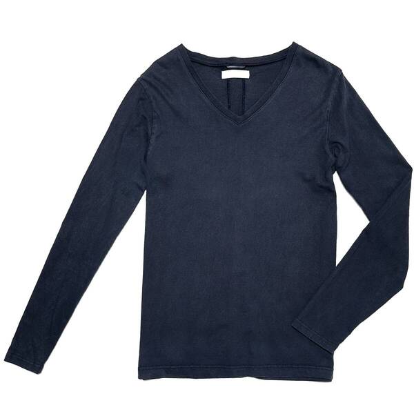 定価1万 junhashimoto SERIBU V L/S CUT&SEW 4 紺 ジュンハシモト セリブロングVネックTシャツ akm wjk