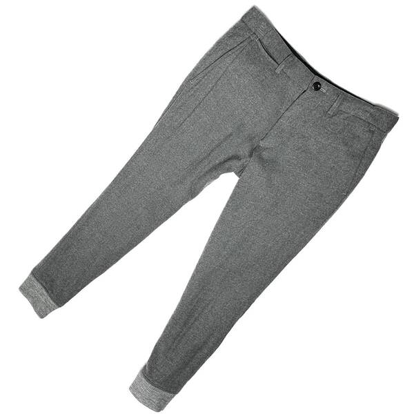LEON掲載 定価3.2万 junhashimoto STRETCH FLANNEL WOOL RIB PANTS 2 グレー ジュンハシモト フランネルウールリブパンツ akm wjk 1piu