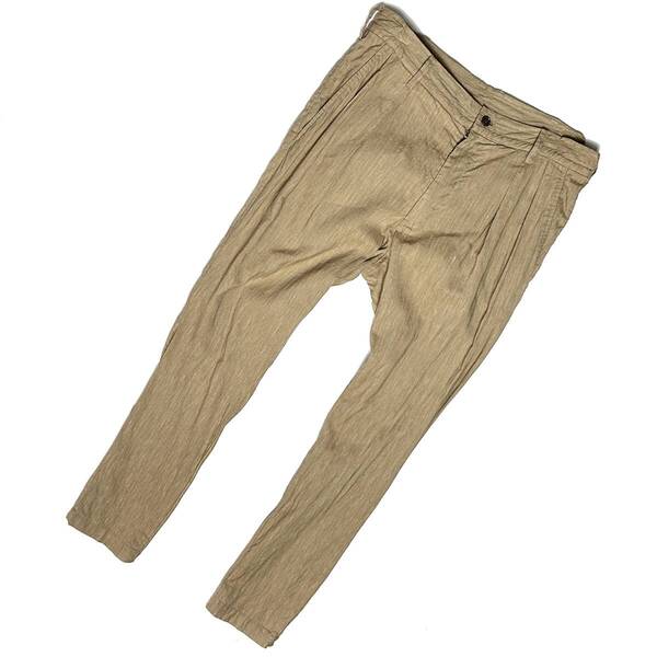 LEON掲載 定価3.2万 junhashimoto STRETCH LINEN CLASSIC TUCK TROUSERS サイズ2 ジュンハシモト リネンパンツ akm wjk 1piu スラックス