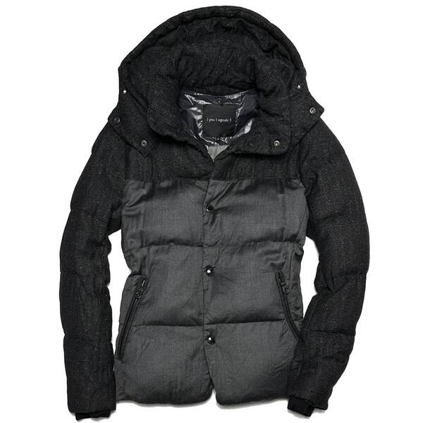 LEON掲載 定価18.5万 1piu1uguale3×DUVETICA zignone wool silk hooded down jacket Ⅳ ウノピュ ダウンジャケット ブルゾン akm wjk