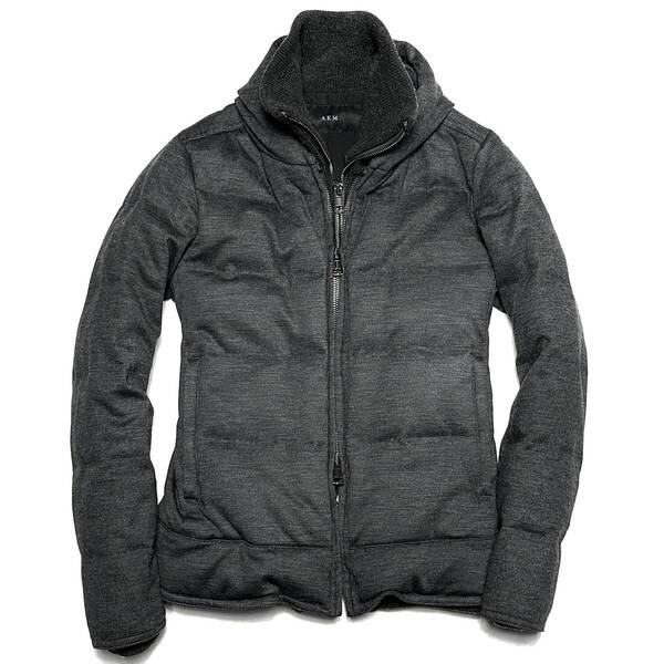 定価15.2万 AKM SMOOTH COMPRESSION CRYSTAL WOOL BORDER SKI DOWN M グレー フランネルダウンジャケット コート wjk 1piuジュンハシモト