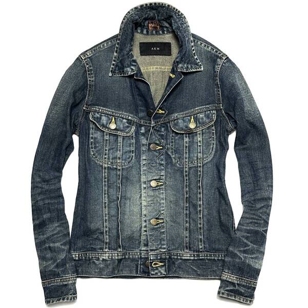 定価6万 AKM×LEE VINTAGE DAMAGED DENIM JKT Sサイズ デニムジャケット Gジャン 1piu wjk junhashimoto