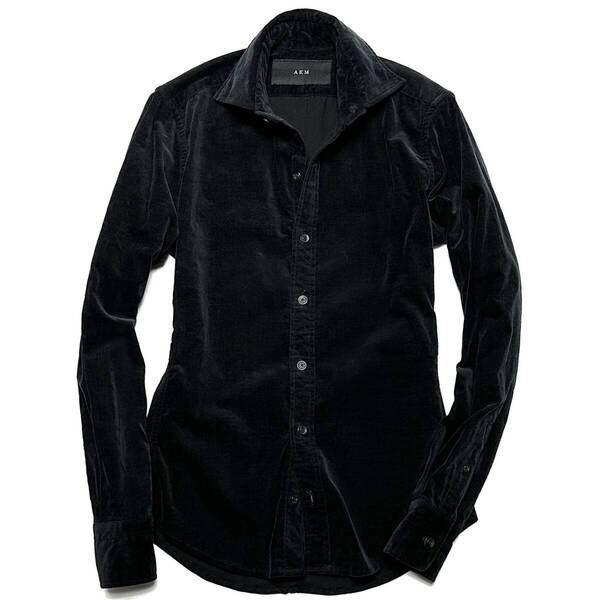 定価3.3万 AKM STRETCH CORDUROY WIDE COLLAR SHIRTS サイズS ブラック ストレッチコーデュロイシャツ junhashimoto wjk 1piu