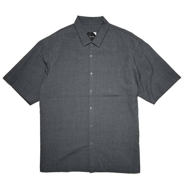 定価4万 ATON TWIST WOOL TROPICAL OVERSIZED S/S SHIRTS 4 グレー ウールオーバーサイズ半袖シャツ カーディガン stein yoke reracs