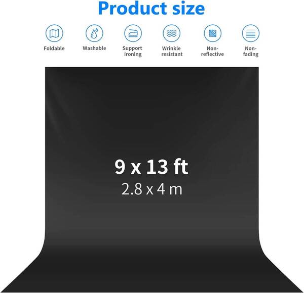 おすすめ 黒撮影用背景布 大型 2.8 x 4m 無地 ポリエスター素材 バック