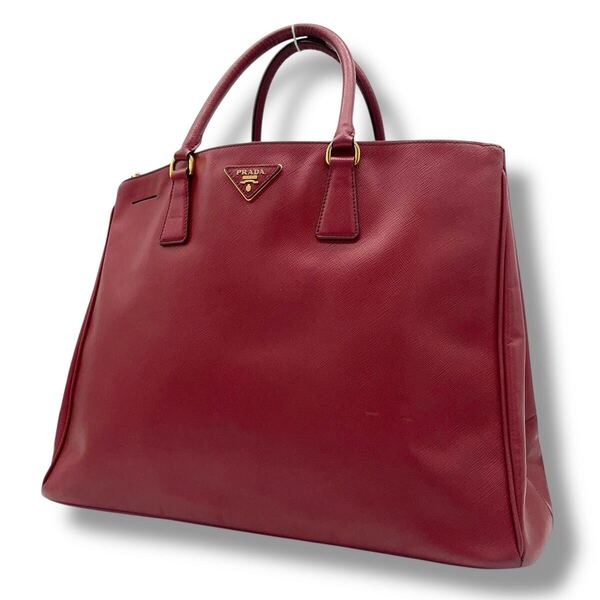 【美品】プラダ PRADA ハンドバッグ ガレリア トートバッグ レザー 三角ロゴプレート A4 サフィアーノレザー