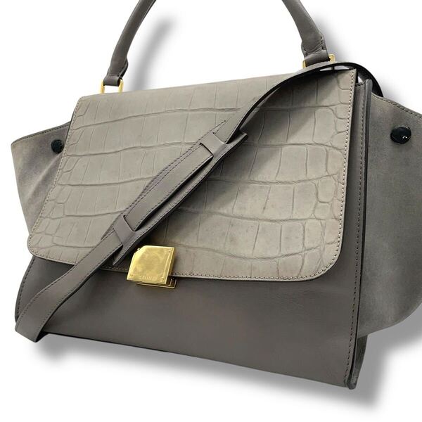【美品】CELINE セリーヌ トラペーズ ハンドバッグ 2WAY ショルダーバッグ レザー 斜め掛け 肩掛け