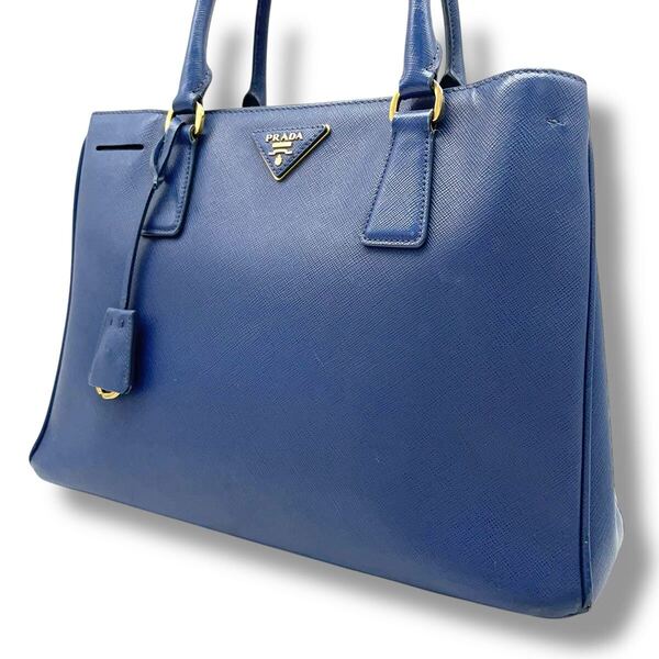 【美品】 プラダ PRADA ハンドバッグ ガレリア サフィアーノレザー トートバッグ 三角ロゴ トライアングルロゴ
