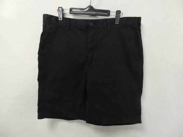 全国送料無料 ユニクロ UNIQLO メンズ 綿100% 黒色 ドローコード付き チノショートパンツ L(84-92cm)