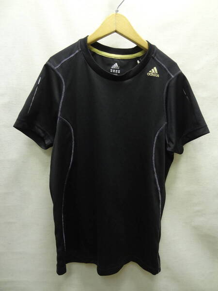 全国送料無料 アディダス adidas メンズ ポリエステル100%素材 半袖 黒色 サッカー等スポーツ Tシャツ Lサイズ