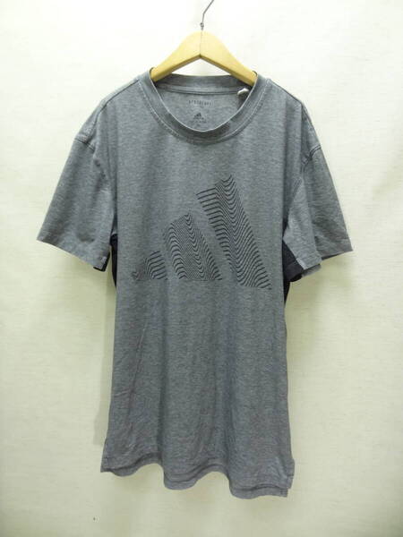 全国送料無料 アディダス adidas AEROREADY メンズ 半袖 杢グレー色 脇下 黒メッシュ素材 スポーツ Tシャツ Lサイズ