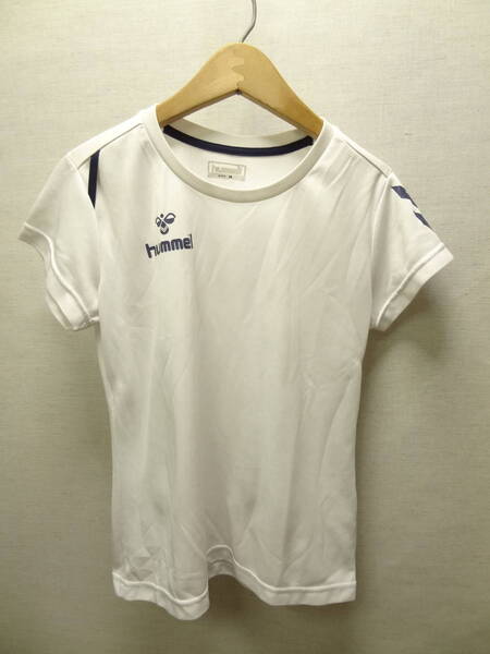 全国送料無料 ヒュンメル hummel レディース 白色 ポリエステル100% サッカー等スポーツ 半袖ゲームTシャツ Mサイズ