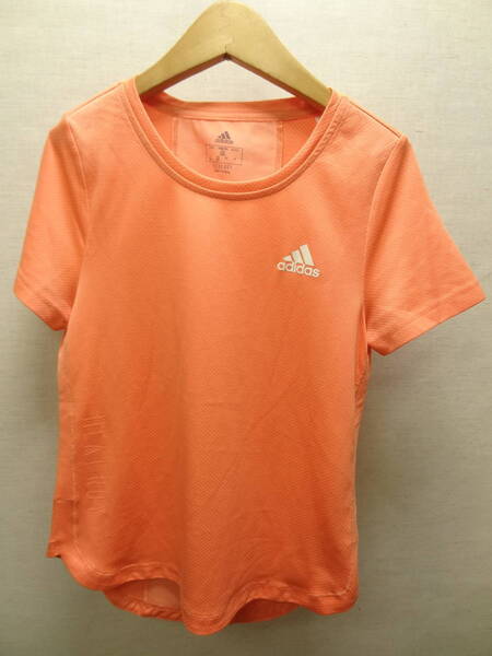 全国送料無料 アディダス adidas 子供服キッズ 女の子 ポリエステル100% 素材 半袖 コーラルピンク色 スポーツTシャツ 150