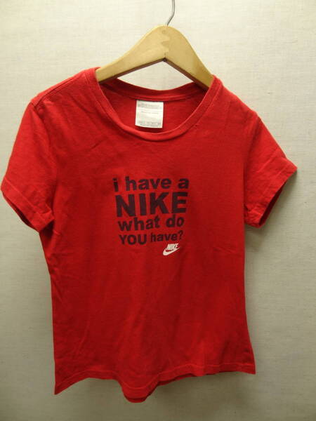 全国送料無料 レア!!ナイキ NIKE カナダ製 子供服キッズ 男&女の子 綿100%素材 半袖 赤色プリントTシャツ 130(XS)